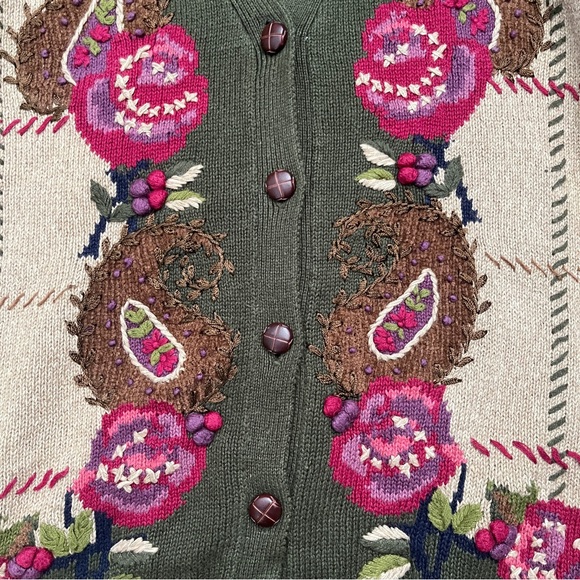 Jantzen Woman Vintage Hand Embroidered Cardigan (no size tag, see measurements) - Picture 3 of 6